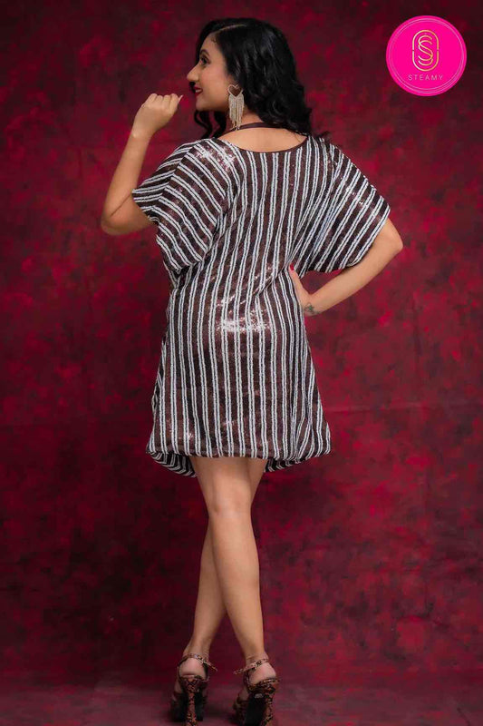 Shimmery Strip Dress