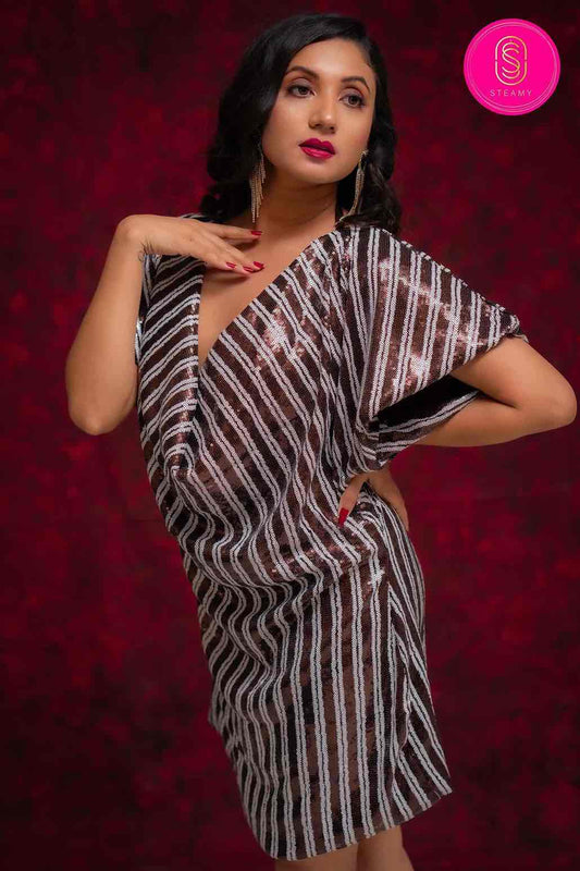 Shimmery Strip Dress